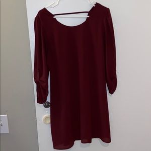 Maroon Long Sleeve Dress